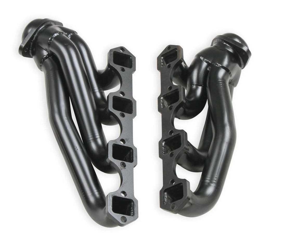 FlowTech 1979-1993 Mustang 5.0L 1-3/4" 409SS Shorty Header - Black Painted Finish - Installation View