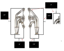 Load image into Gallery viewer, FlowTechFlowtech Small Block Chevy Turbo Headers - Polished Finish11573FLT - Measurement Guide