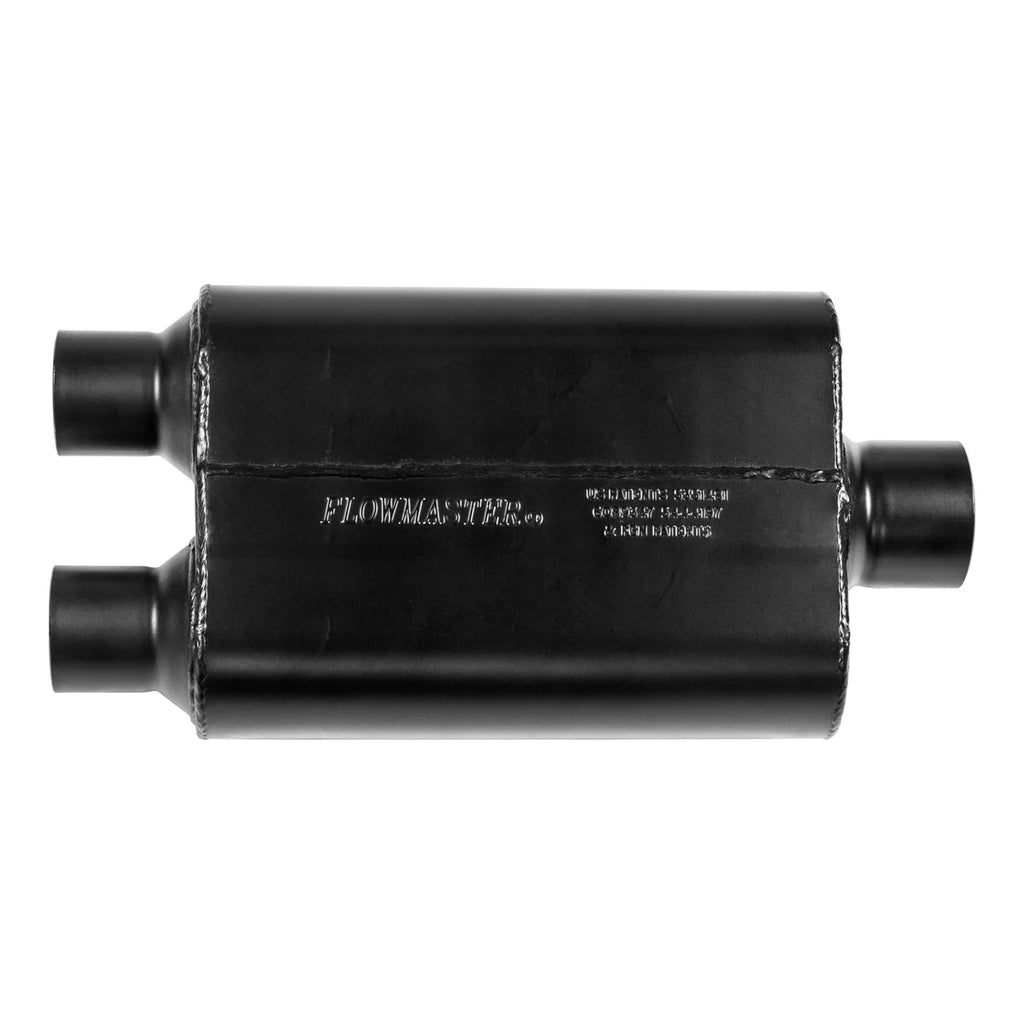 Flowmaster 40 Series - 2.50 Dual In / 3.00 Center Out - Aggressive Sound - Side View