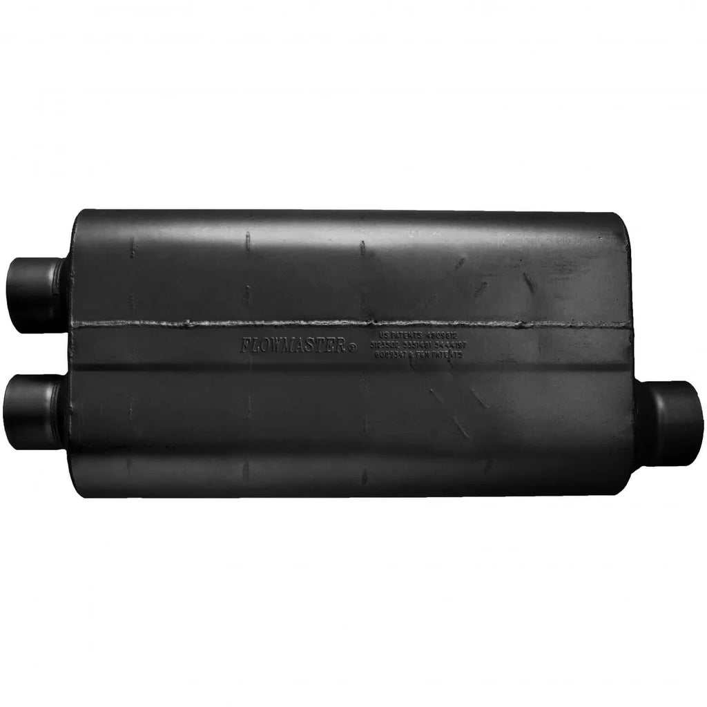 Flowmaster 50 Big Block - 3.00 Dual In / 3.50 Offset Out - Mild Sound fits 2001-2008 Cadillac / Chevrolet / GMC - Side View