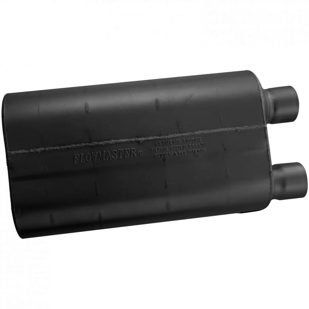 Flowmaster 80 Series Crossflow - 2.50 Offset In / 2.50 Same Side Out - Aggressive Sound - Side View