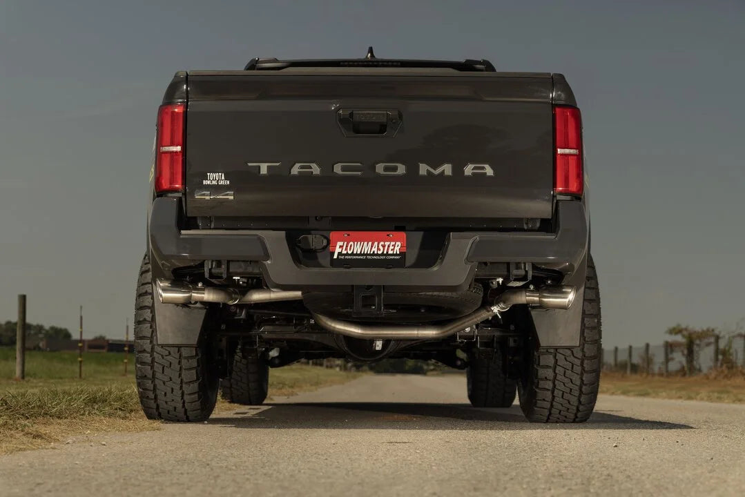Flowmaster American Thunder Cat-back Exhaust System fits 2024 Toyota Tacoma HEV / 2025 Toyota Tacoma Limited - Back View