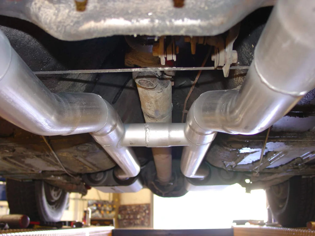 Flowmaster American Thunder Crossmember-Back Exhaust System fits 1967-1970 Ford Mustang - Side View