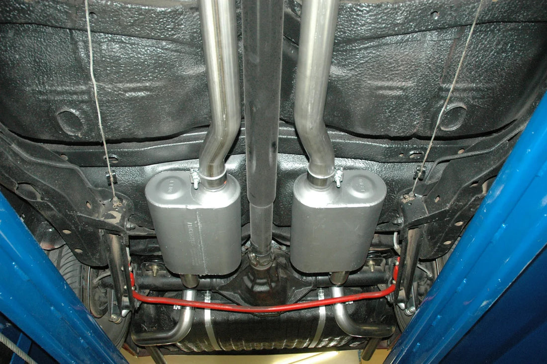 Flowmaster American Thunder Crossmember-Back Exhaust System fits 1968-1972 Buick / Chevrolet / GMC - Installation View
