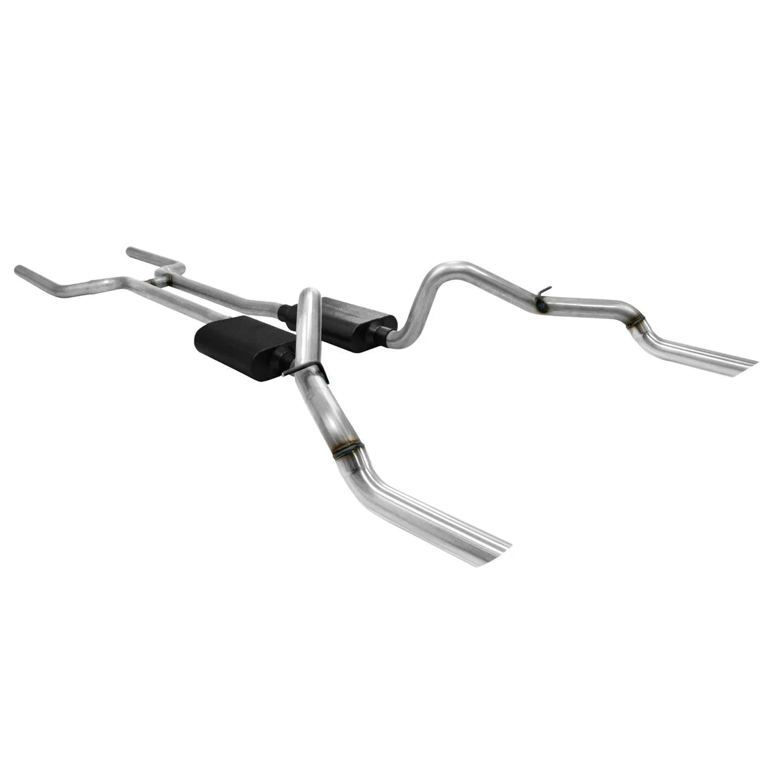 Flowmaster American Thunder Crossmember-Back Exhaust System fits 1969 Chevrolet Camaro / Pontiac Firebird - Side View