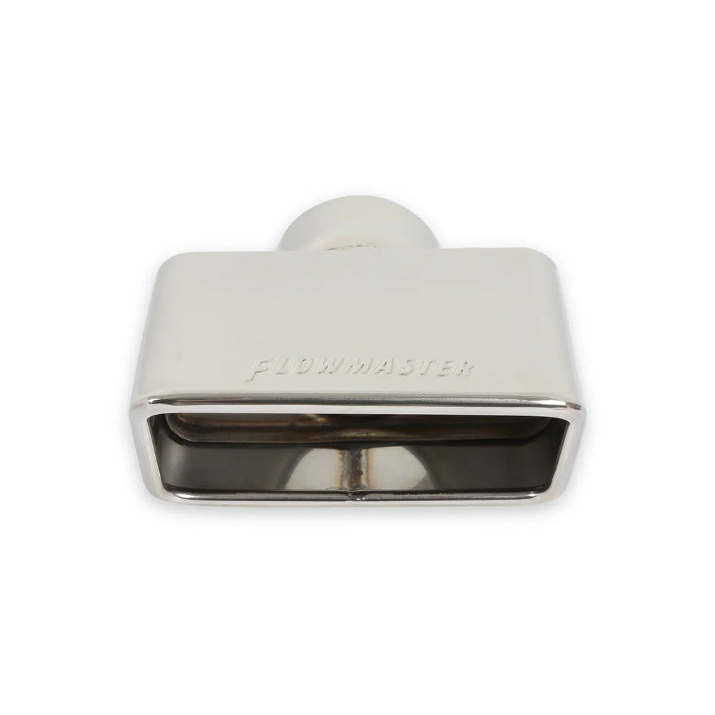 Flowmaster Exhaust Tip - 3.0 x 5.5 Polished Angle Rolled Edge Fits 2.5 in. Tubing - Side View