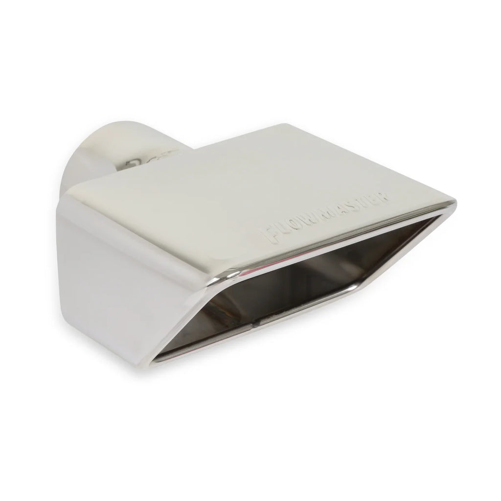 Flowmaster Exhaust Tip - 3.0 x 5.5 Polished Angle Rolled Edge Fits 2.5 in. Tubing - Back View