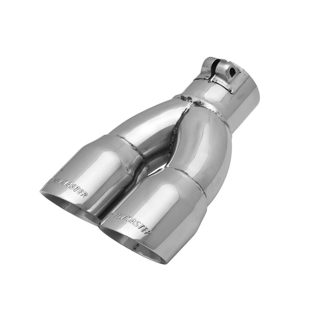Flowmaster Exhaust Tip - 3.00 in Dual Angle Cut Polished SS Fits 2.50 in. - Left - Clamp on - Main Product View