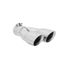 Load image into Gallery viewer, Flowmaster Exhaust Tip - 3.00 in Dual Angle Cut Polished SS Fits 2.50 in. - Left - Clamp on - Side View