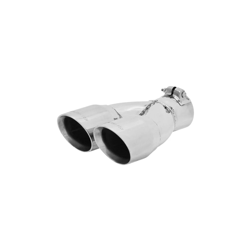Flowmaster Exhaust Tip - 3.00 in. Dual Angle Cut Polished SS Fits 2.50 in. Tubing -Clamp on - Main Product View