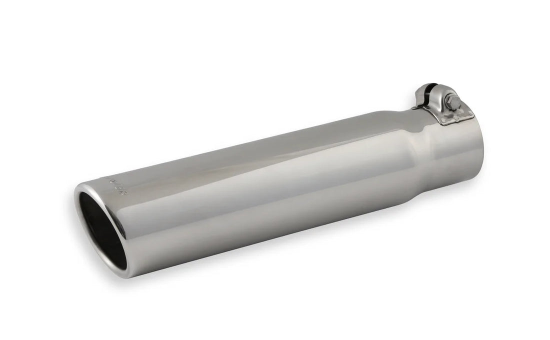 Flowmaster Exhaust Tip - 3.00 in. Rolled Angle Polished SS Fits 2.50 in. Tubing - clamp on - Back View
