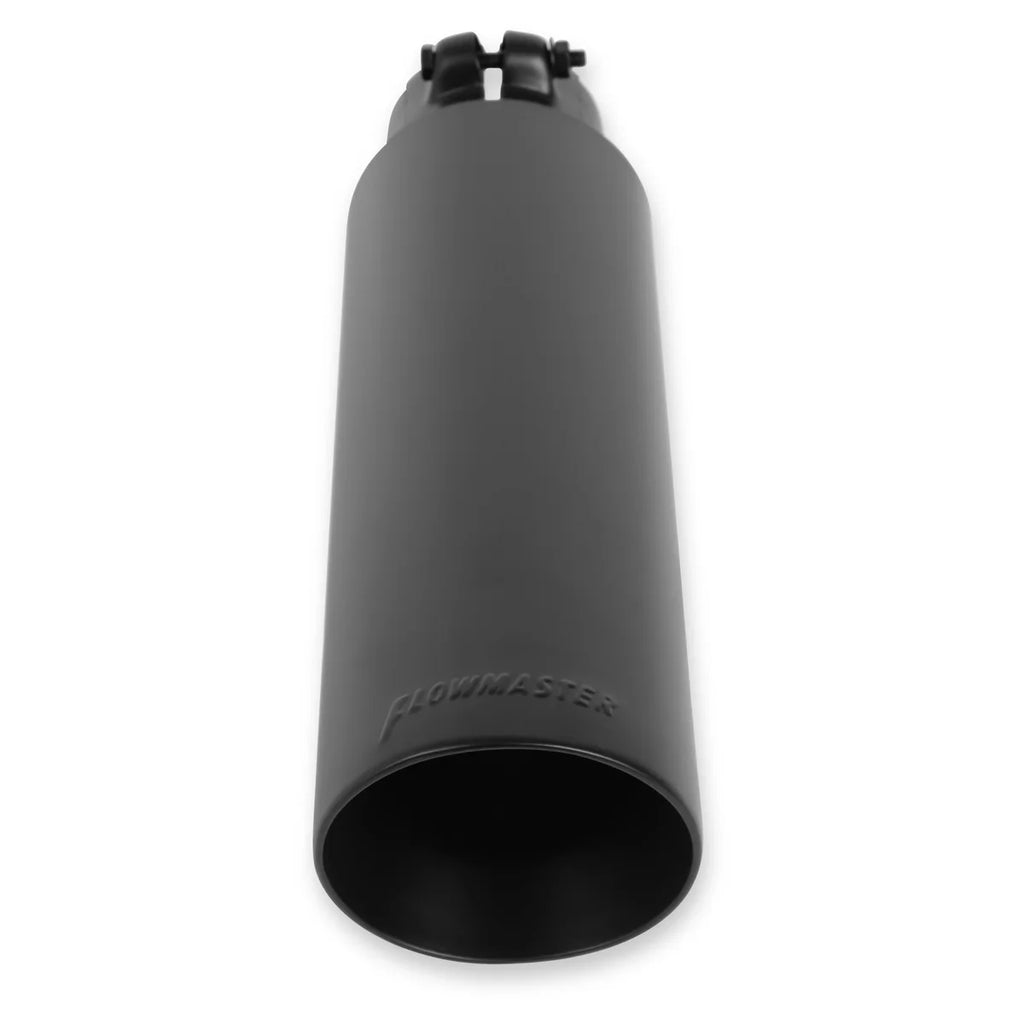 Flowmaster Exhaust Tip - 3.5 in. Black Angle Cut Fits 2.5 in. Tubing- Clamp On - Installation View
