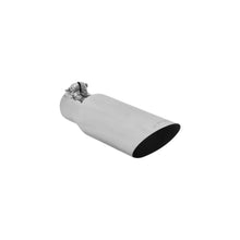 Load image into Gallery viewer, Flowmaster Exhaust Tip - 3.50 in. Angle Cut Polished SS Fits 2.50 in. Tubing - Clamp on 15374 - Side View