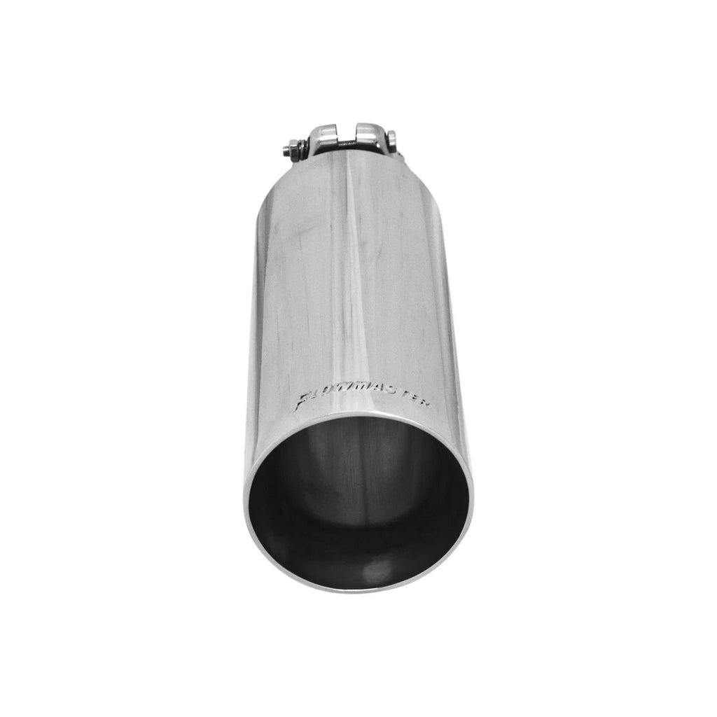 Flowmaster Exhaust Tip - 3.50 in. Angle Cut Polished SS Fits 2.50 in. Tubing - Clamp on - Detail View