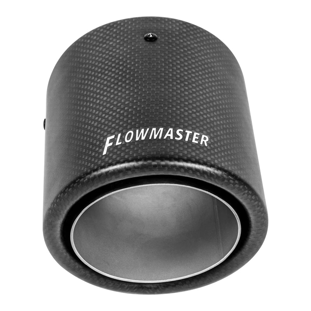 Flowmaster Exhaust Tip - 4 in. Rolled Angle Carbon Fiber Fits 2.5 in. Tubing - Weld On - Side View