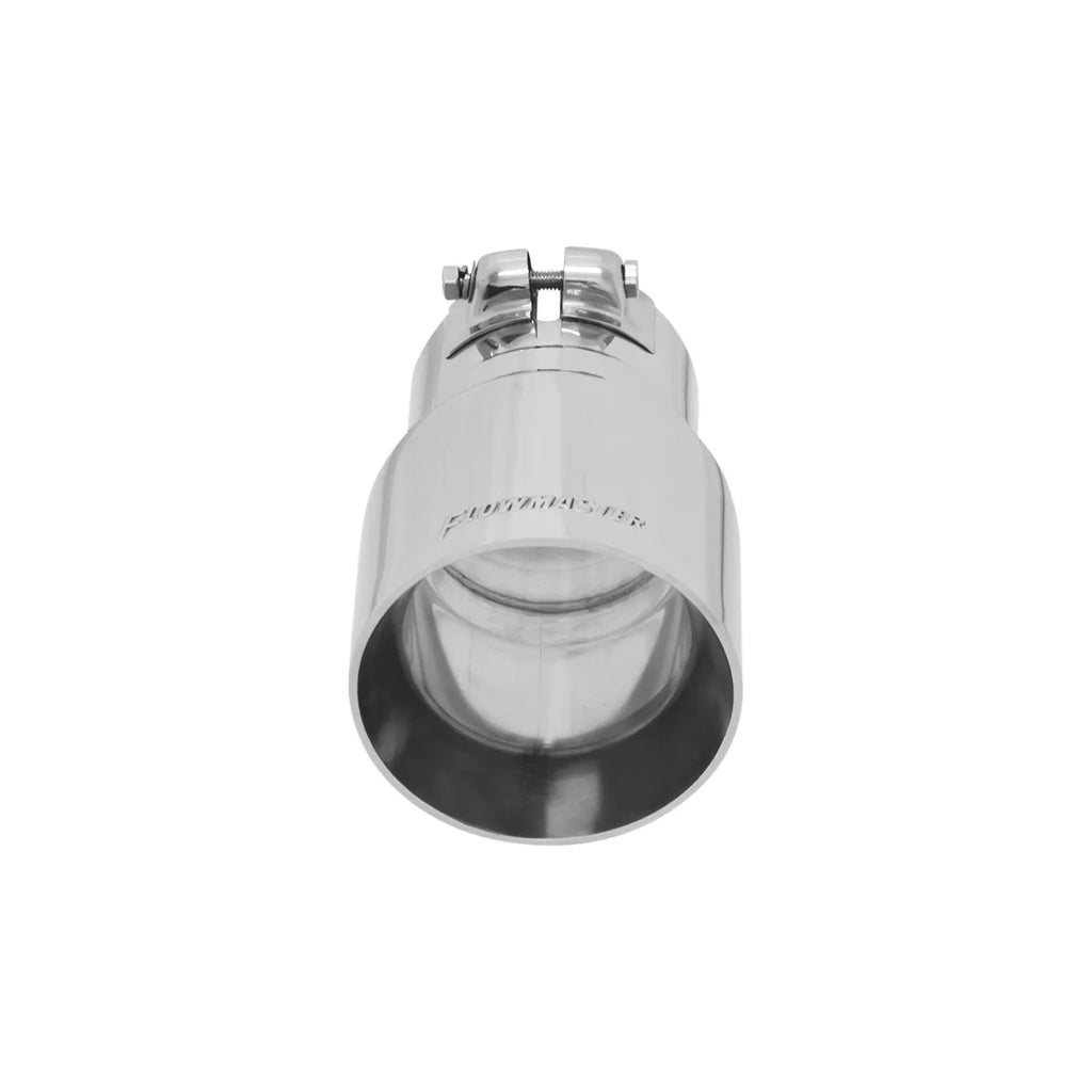 Flowmaster Exhaust Tip - 4.00 in. Angle Cut Polished SS Fits 3.00 in. Tubing - Clamp on - Detail View