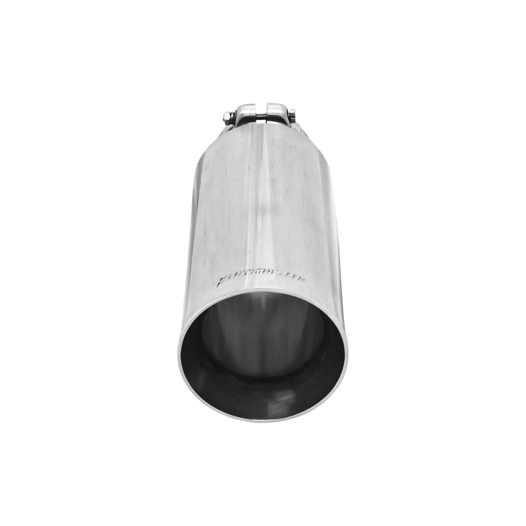 Flowmaster Exhaust Tip - 4.00 in. Angle Cut Polished SS Fits 3.00 in. Tubing - Clamp on - Detail View
