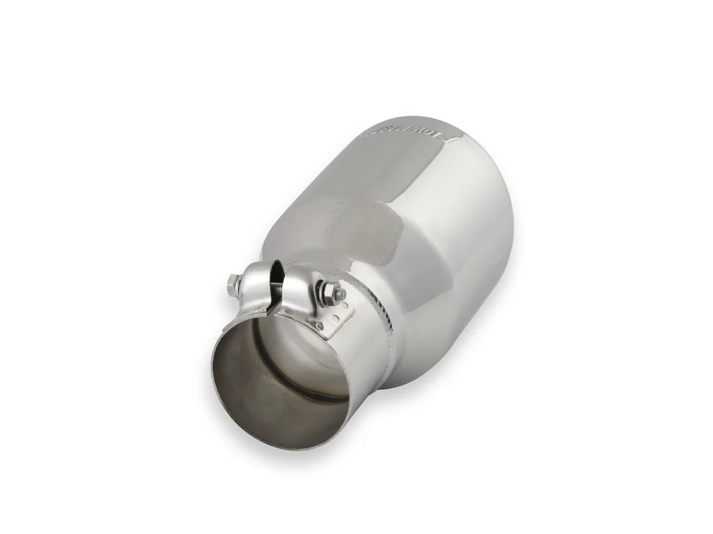 Flowmaster Exhaust Tip - 4.00 in. Rolled Angle Polished SS Fits 2.50 in. Tubing - clamp on - Side View