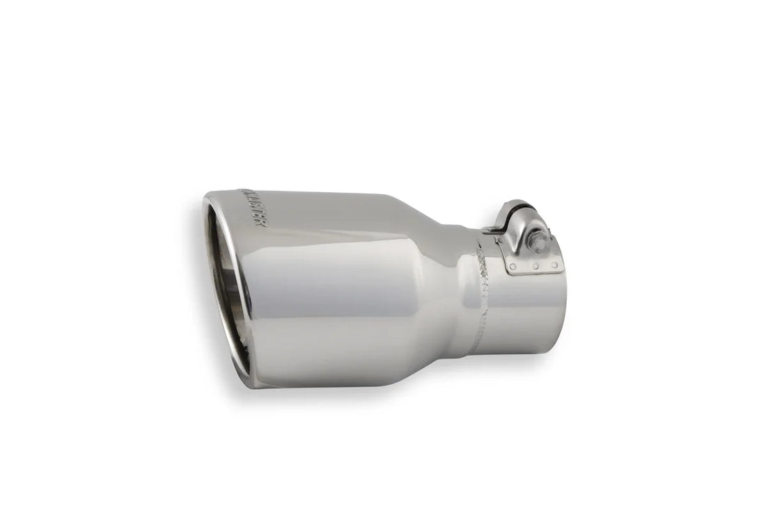 Flowmaster Exhaust Tip - 4.00 in. Rolled Angle Polished SS Fits 2.50 in. Tubing - clamp on - Back View