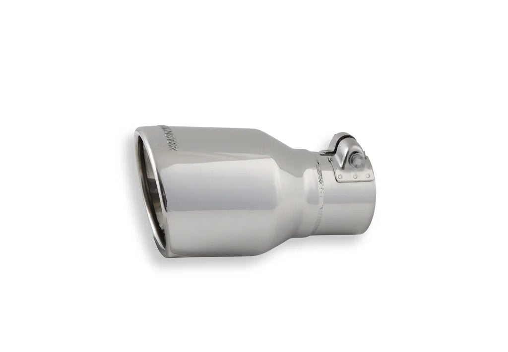 Flowmaster Exhaust Tip - 4.00 in. Rolled Angle Polished SS Fits 2.50 in. Tubing - clamp on - Back View
