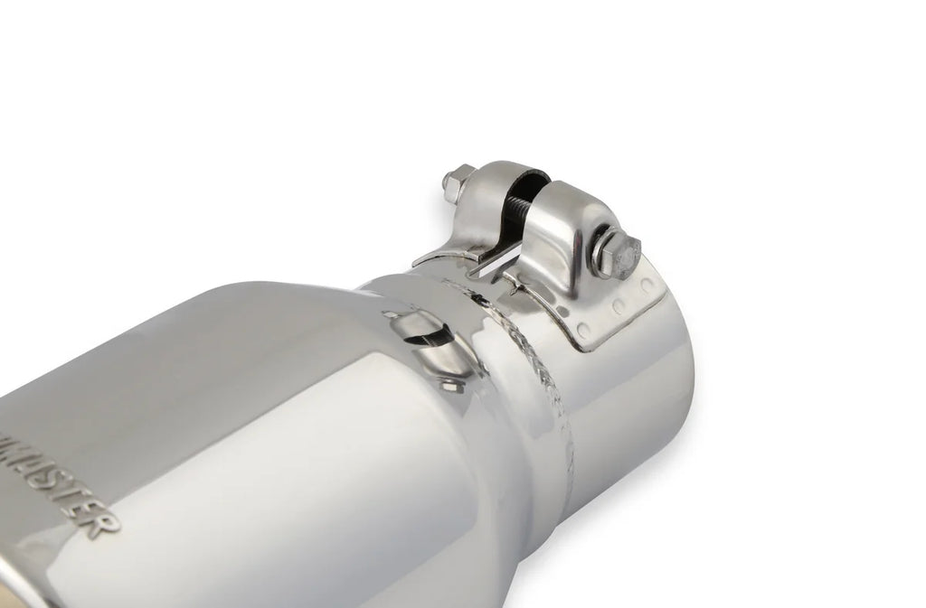 Flowmaster Exhaust Tip - 4.00 in. Rolled Angle Polished SS Fits 2.50 in. Tubing - clamp on - Installation View