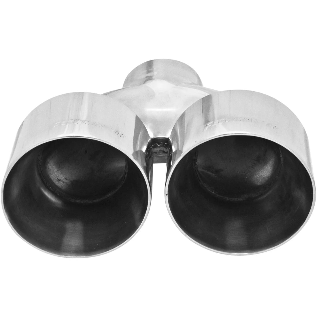 Flowmaster Exhaust Tip - Dual 4.00 in. Angle Cut Polished SS Fits 2.50 in. Tubing - Weld on - Detail View