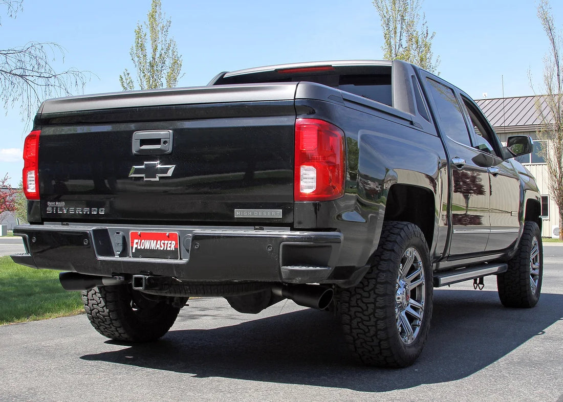 Flowmaster Flow FX Cat-Back Exhaust System fits 2011-2018 Chevrolet Silverado 1500 / GMC Sierra 1500 - Side View