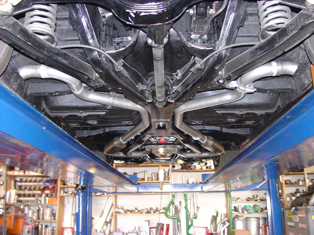 Flowmaster Flowmaster Crossmember-Back Exhaust System fits 1959-1964 Chevrolet Bel Air / Biscayne / Impala - Side View
