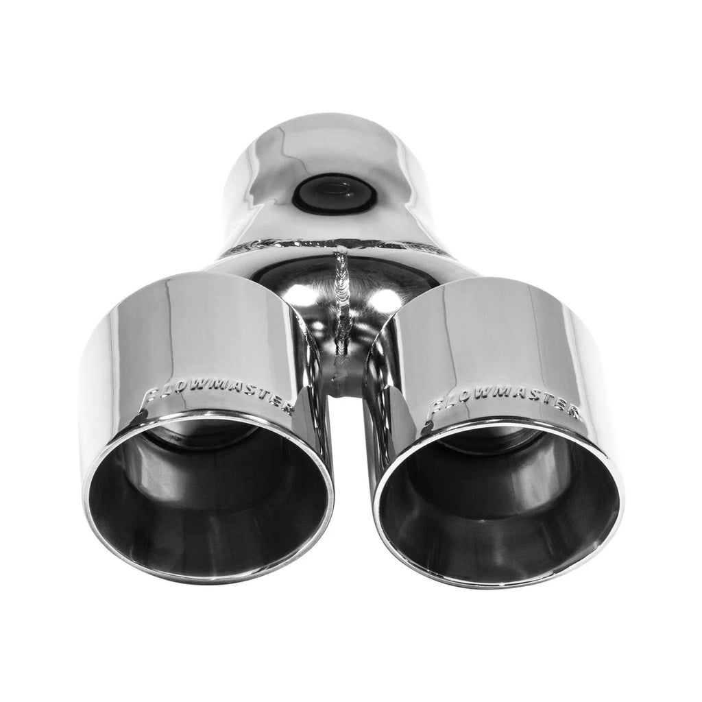 Flowmaster Flowmaster Exhaust Tip - 3 in. Dual Out Angle Cut - Fits 3 in. Tubing - Weld On - Side View