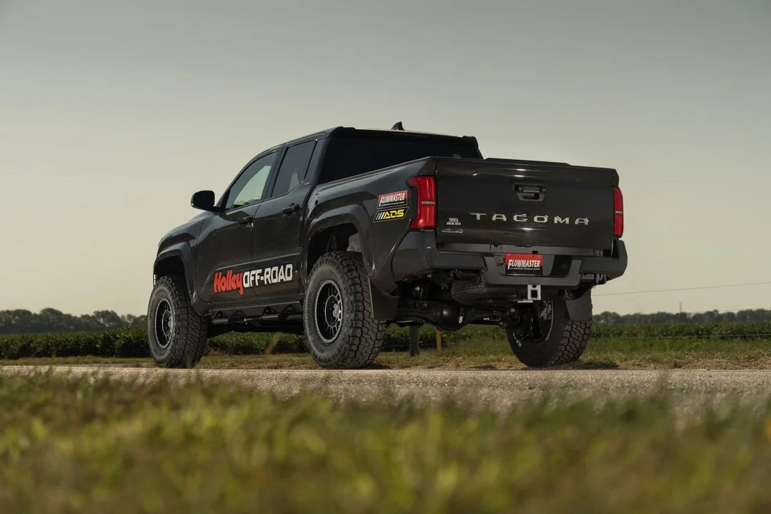 Flowmaster Outlaw Extreme Cat-back Exhaust System fits 2024 Toyota Tacoma HEV / 2025 Toyota Tacoma Limited - Side View
