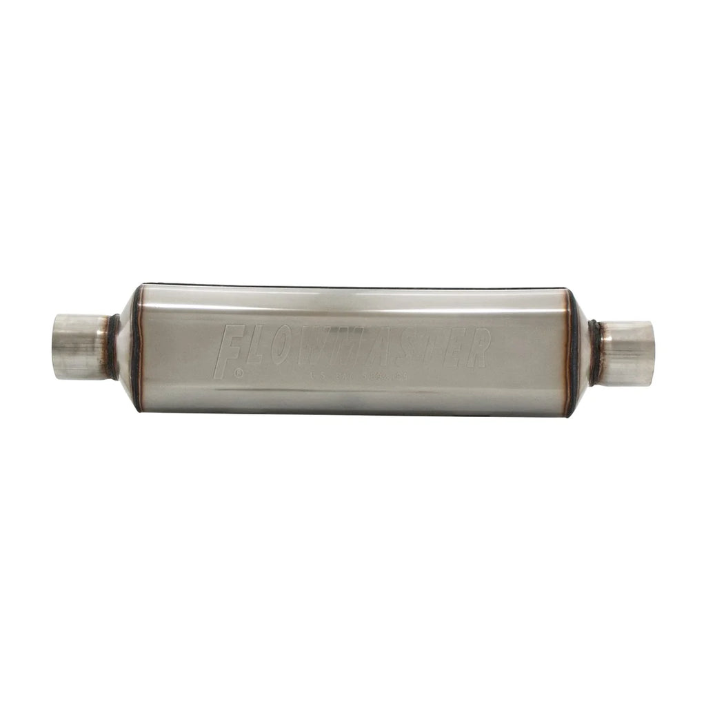 Flowmaster Super HP-2 Muffler 304SS - 2.50 Center In./2.50 Center Out - Moderate Sound - Side View