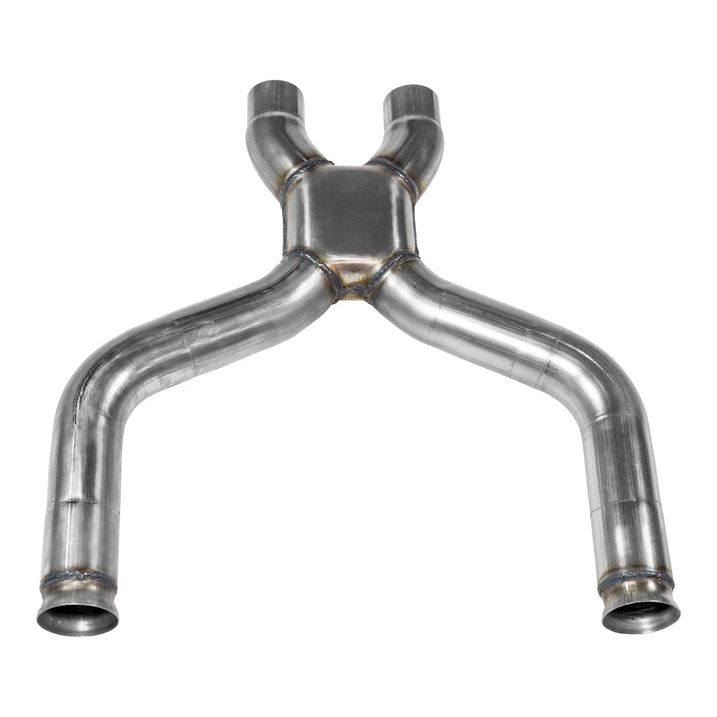 Flowmaster X-Pipe 3.0 in. stainless steel tubing. fits 2011-2014 Ford Mustang GT - Side View