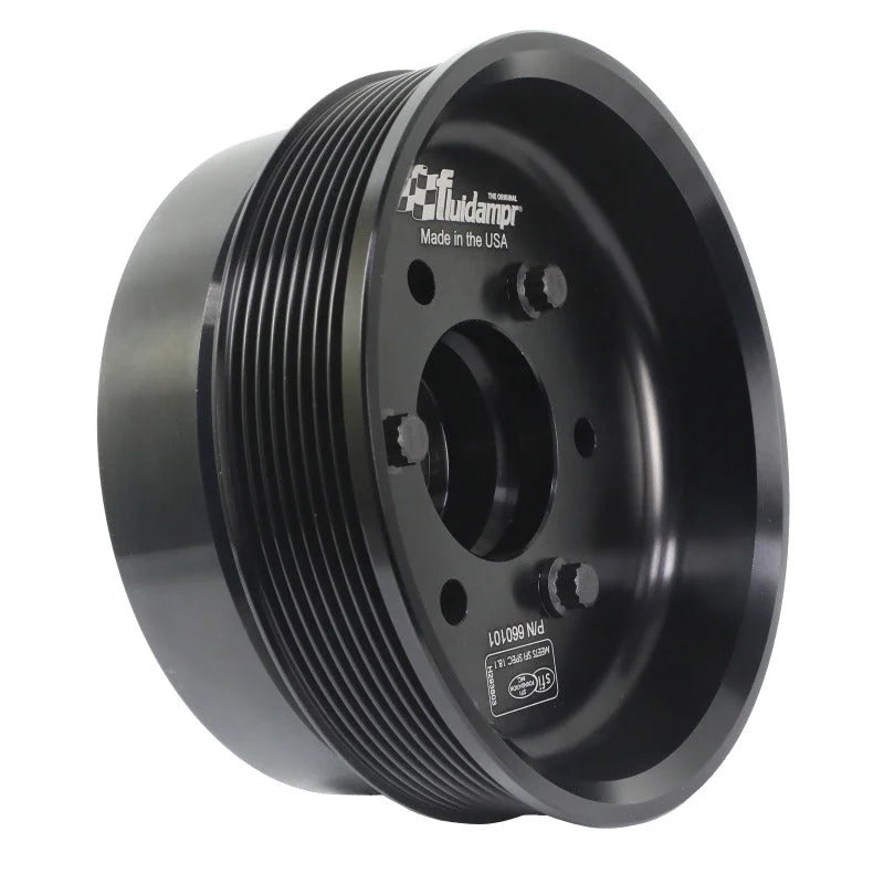 Fluidampr Chevy LSX 6-1/4in Damper w/Single 8 Rib 6.57in Dia Pulley Steel Internally Balanced Damper - Side View