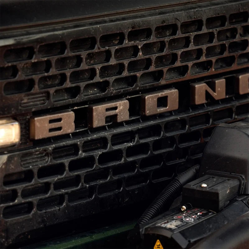 Ford Racing 2021+ Bronco Grille Lettering Overlay Kit - Bronze - Installation View