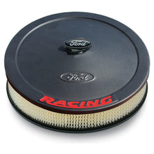 Load image into Gallery viewer, Ford Racing Air Cleaner Kit - Black Crinkle Finish w/ Red Emblem - Back View