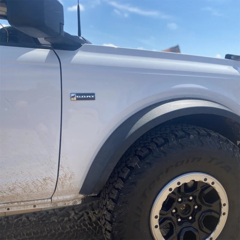 Ford Racing Bronco/Bronco Sport G.O.A.T. Badge - Black/Chrome - Side View