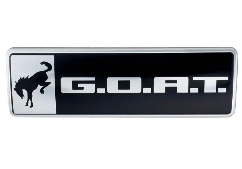 Ford Racing Bronco/Bronco Sport G.O.A.T. Badge - Black/Chrome - Back View