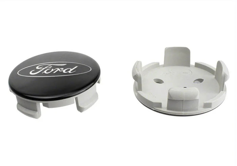 Ford Racing Car Black and Chrome Wheel Cap - Side View