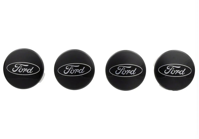 Ford Racing Car Black and Chrome Wheel Cap - Back View