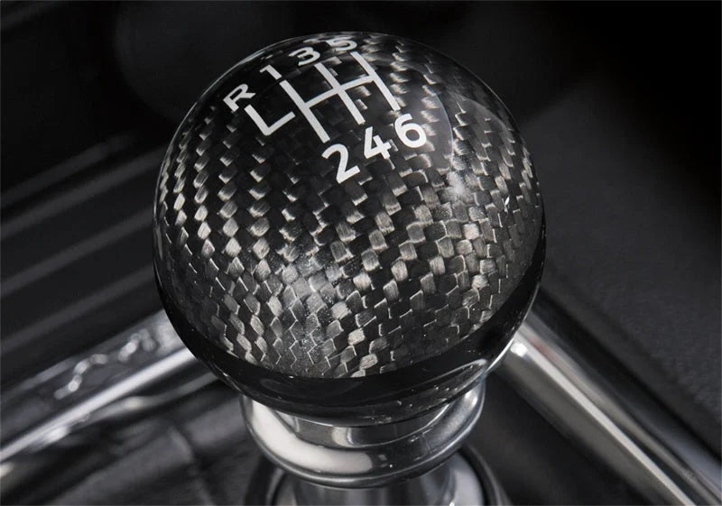 Ford Racing Carbon Fiber Shift Knob 6 Speed fits 2015-2025 Ford Mustang - Side View