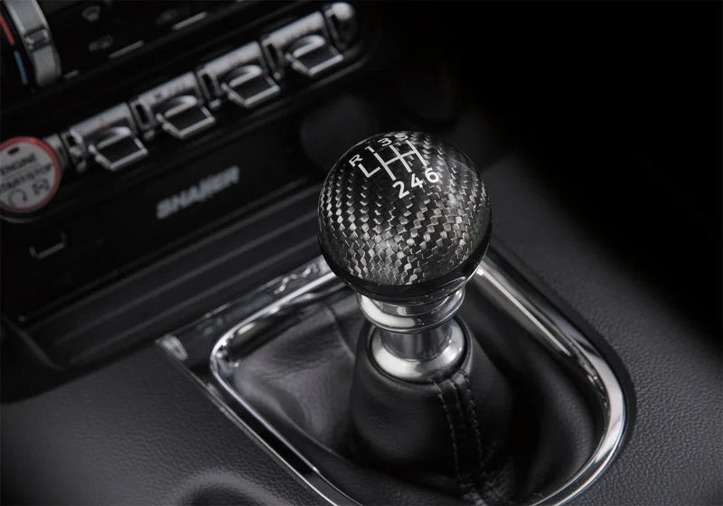 Ford Racing Carbon Fiber Shift Knob 6 Speed fits 2015-2025 Ford Mustang - Installation View