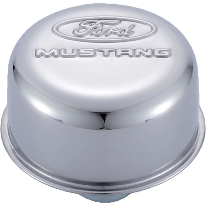 Ford Racing Chrome Breather Cap w/ Ford Mustang Logo - Main Product View