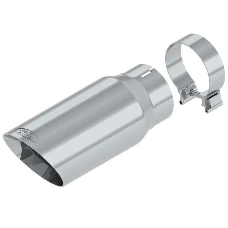 Ford Racing Exhaust Tip - Chrome fits 2017-2024 Ford F-250 Super Duty KING Ranch, F-350 Super Duty KING RANCH - Side View