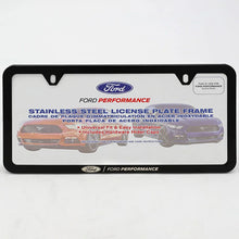 Load image into Gallery viewer, Ford Racing Ford Performance Slim License Plate Frame - Black Stainless Steel - Main Product View