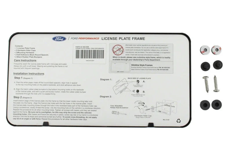Ford Racing Ford Performance Slim License Plate Frame - Black Stainless Steel - Side View