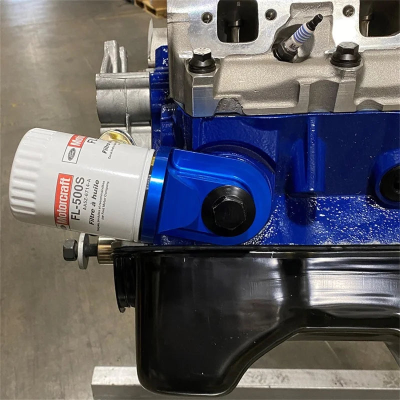 Ford Racing Push Rod V8 90 Degree Billet Oil Filter Adapter - Side View