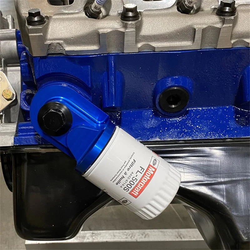 Ford Racing Push Rod V8 90 Degree Billet Oil Filter Adapter - Back View