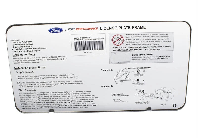 Ford Racing Stainless Steel Ford Performance License Plate Frame - Additional View 8
