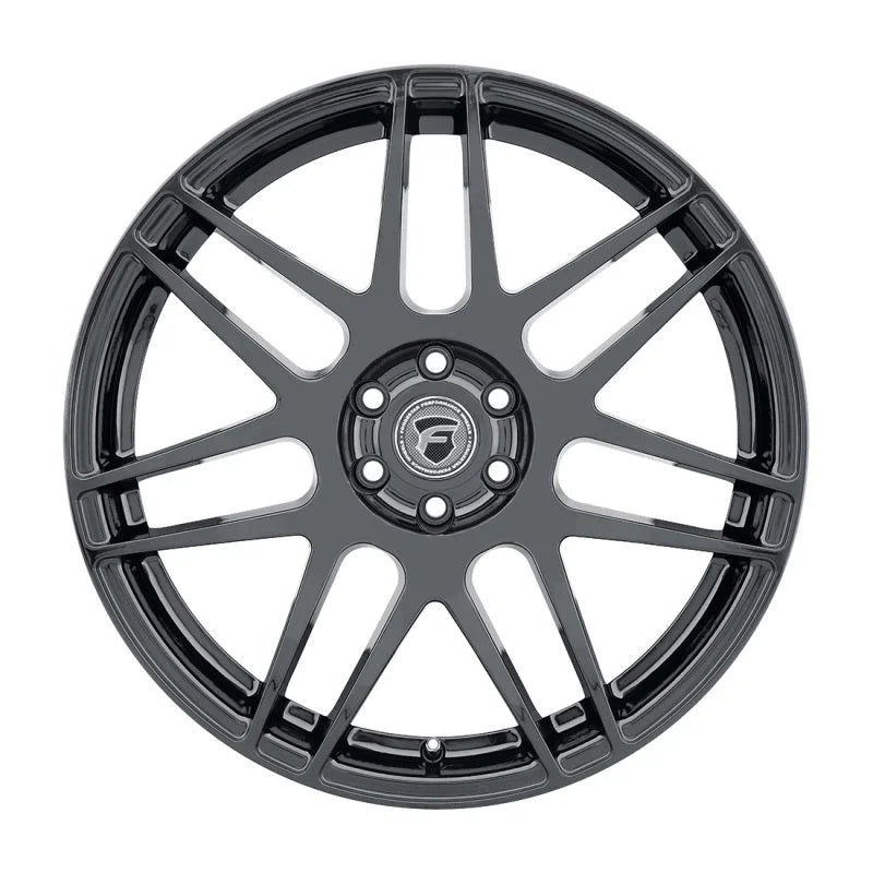 Forgestar F14 18x13 / 6x114.3 BP / ET62 / 9.4in BS Gloss Black Wheel - Side View