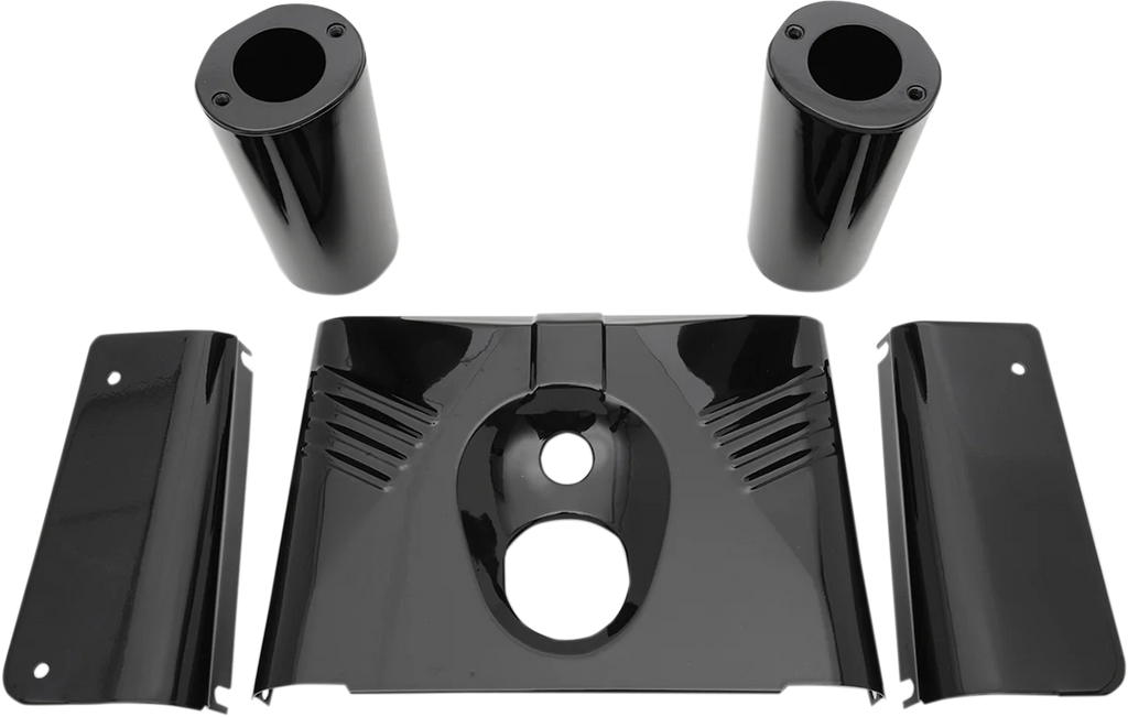 Fork Tins - Gloss Black - Ribbed - '86-'17 FLST - 5-Piece DragSpecialties 74157B - Main Product View